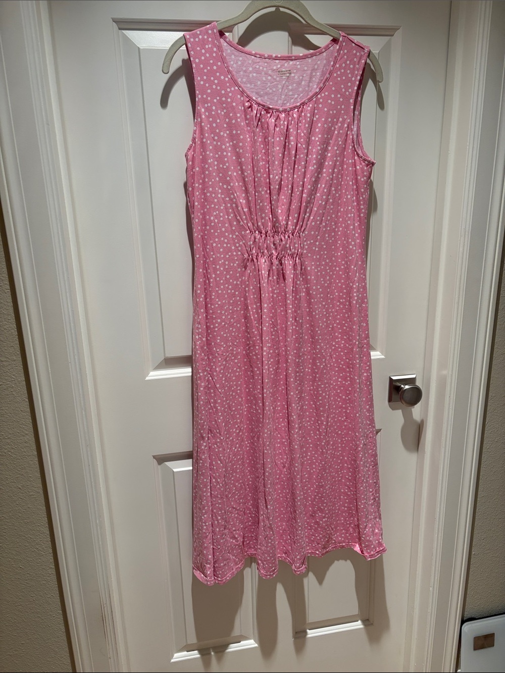 Garnet Hill Pink Sleeveless Polka-Dot  Nightgown